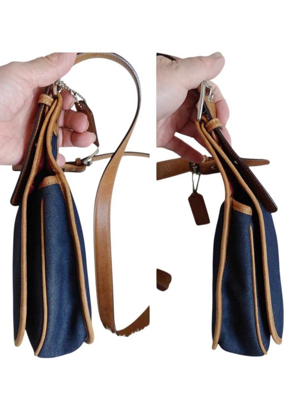 Coach Signature Denim Leather Crossbody Bag - Picture 10 of 16